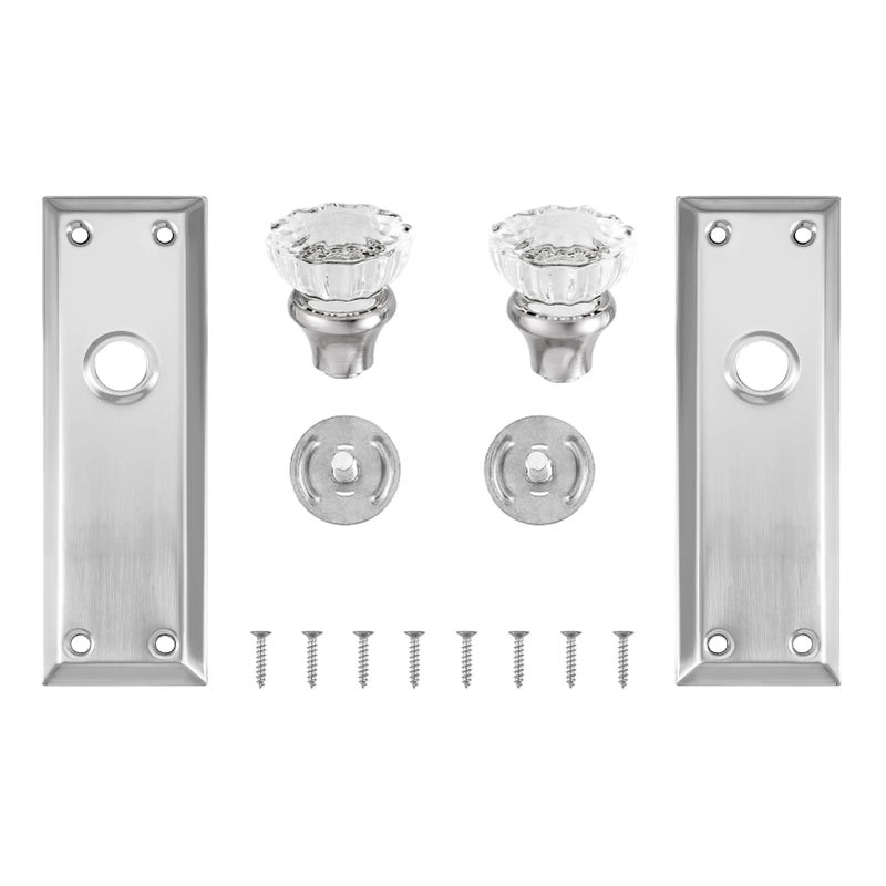 newliplace 2 Pack Matte Black Single Sided Crystal Dummy Door Knobs Interior, Vintage Glass Dummy Door Knobs with Long Plate - Image 4